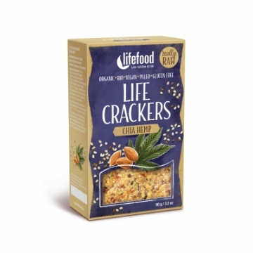 LIFE CRACKERS Konopné s chia BIO RAW 90g LifeFood